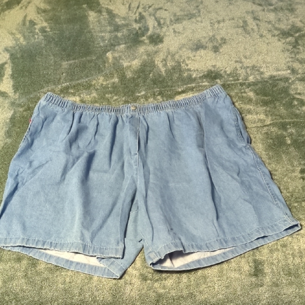 Light Blue Women Within Casual Denim Elastic-Waist Shorts